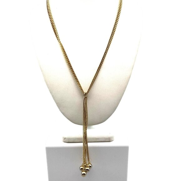 Vintage Multi Strand Tassel Chain Necklace, Gold Tone Retro Chic Minimalist - Picture 1 of 4